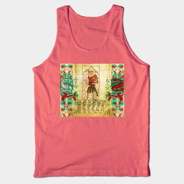 KING ARTHUR WITH WHITE RED DRAGONS Antique Medieval Miniature Tank Top by BulganLumini